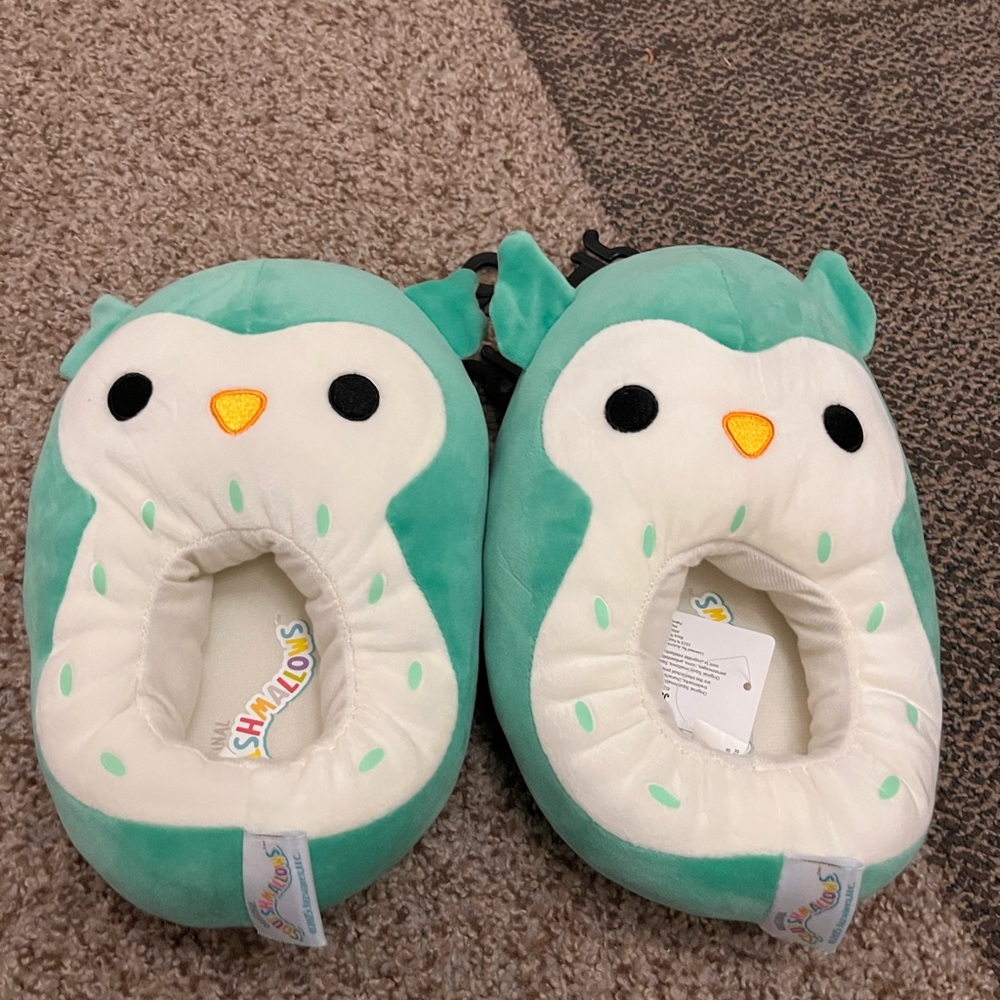 Squishmallows Teal Owl Kids Slippers